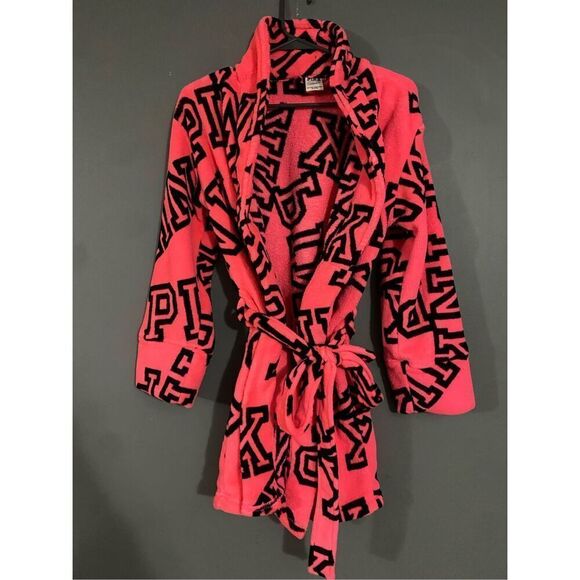 Victoria Secret PINK  Neon Robe Soft and Fuzzy Belted Size XS - Picture 1 of 5